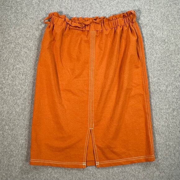 Polagram Paperbag Skirt Womens X-Small Orange Elastic Waist Contrast Stitch Slit - Picture 6 of 8